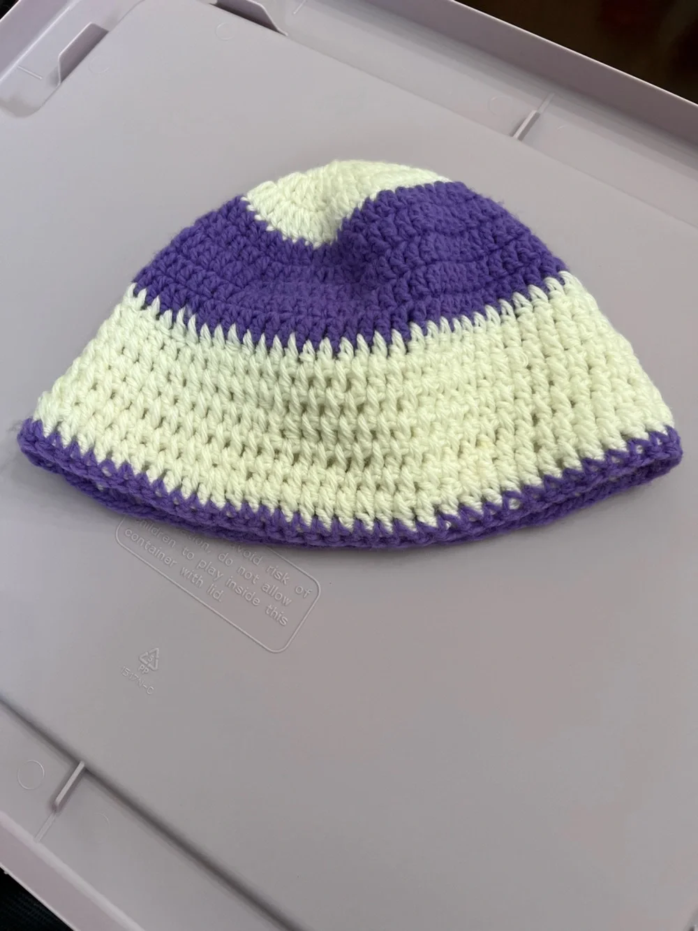 Handmade Purple & White Crochet Pom Beanie